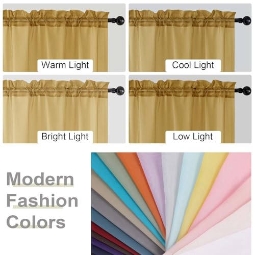 Gold Sheer Curtains - 84 Inch Long Light Filtering Drapes, Set of 2