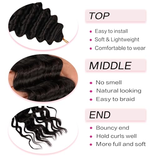 Deep Wave Crochet Hair Extensions #2, 22 Inch (Pack of 6) - FEILIMEI