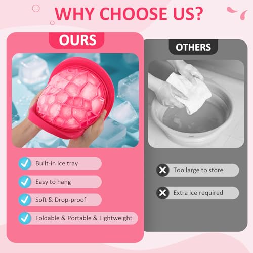 LONGFITE Foldable Silicone Facial Ice Bath Bowl with Built-in Ice Tray