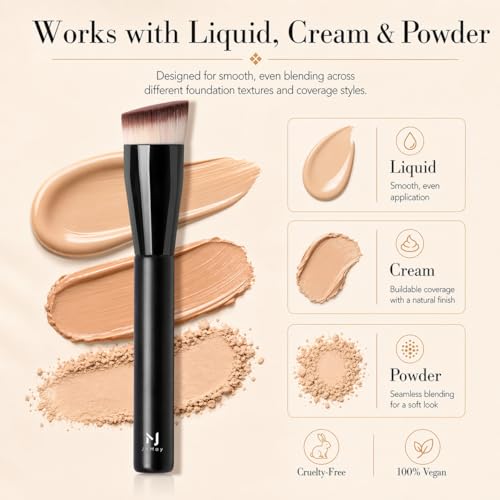 JoMay 15° Angled Foundation Brush - Black Single Brush for Liquid Makeup