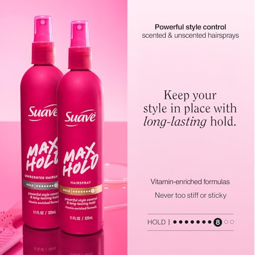 Suave Max Hold Non-Aerosol Hairspray 2-Pack, 11 Fl Oz (Scented & Unscented)