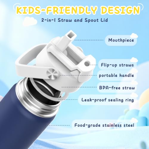 18oz Kids Insulated Water Bottle with Dual-Drink Spout - BPA-Free