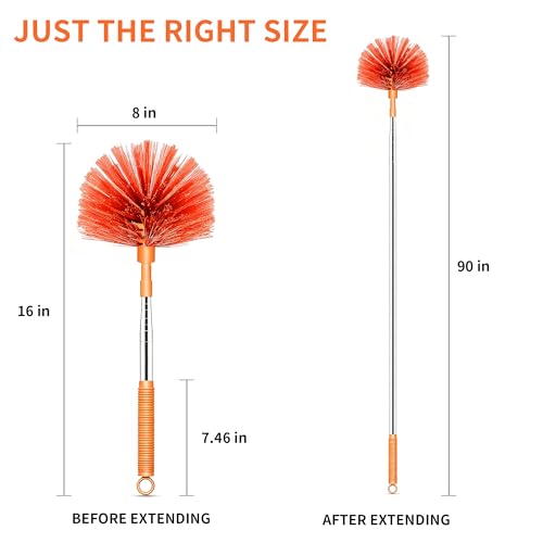 Cobweb Duster with Extension Pole - 82" Reach, Washable & Compact
