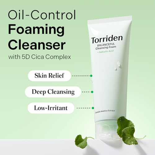 Torriden Balanceful Pore Cleansing Foam 150ml - Gentle Exfoliating Facial Cleanser with Salicylic Acid & 5D Cica