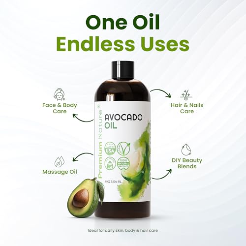 Organic Avocado Oil for Skin Hair Massage & Aromatherapy 8 fl oz