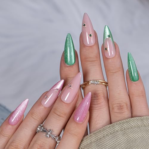 CurvLife Long Almond Press On Nails - Enchanted Duo Soft Gel