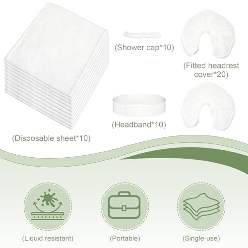 10 Sets Disposable Massage Bed Sheet Set with Headrest & Cap