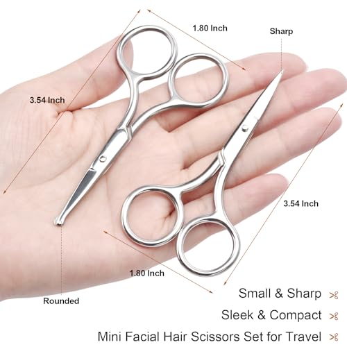 Facial Hair Grooming Scissors Set for Men & Women - 2 Pcs