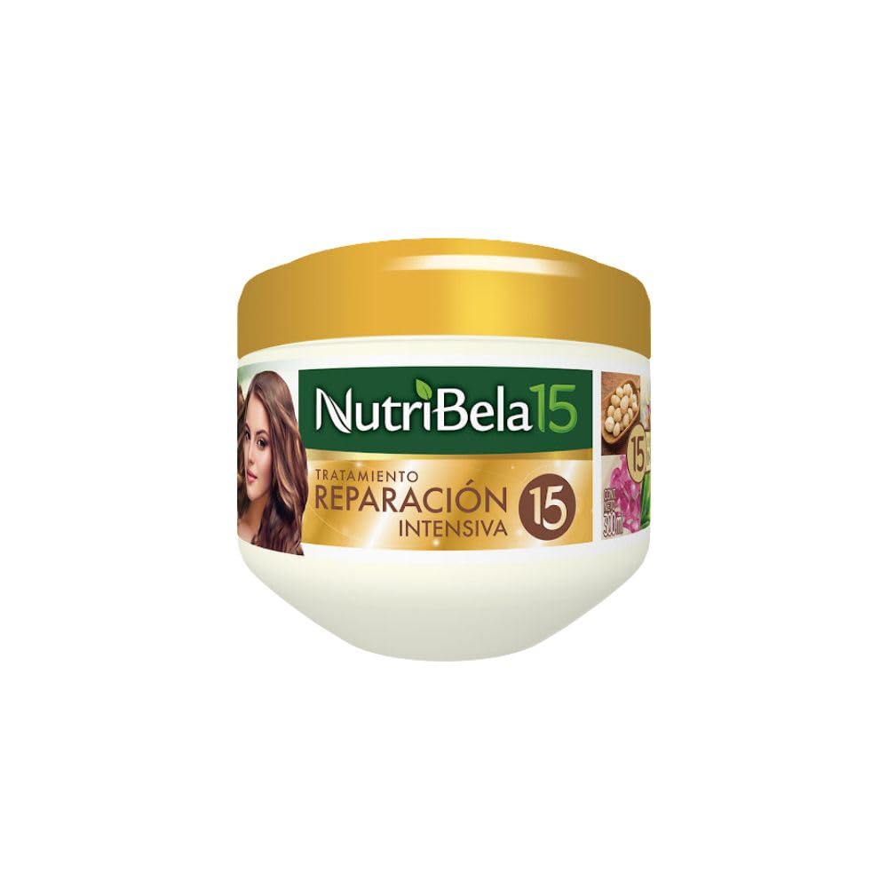 Nutribela 15 Reparacion Intensiva (3 Pack) Nutribela Shampoo Reparacion Intensiva 400mL + Acondicionador Reparacion Intensiva 400mL + Tratamiento 300mL, Nutribela Shampoo y Acondicionador