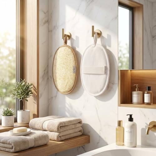 Premium Egyptian Loofah 2-Pack for Couples - White & Brown Exfoliating Scrubbers