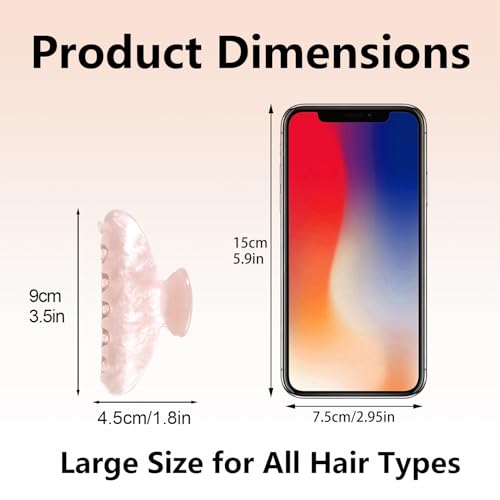 Ivyu Cloud White Pink 3.5 Inch Glitter Hair Claw Clips for Women - Strong Hold & Non-Slip, Cute Hair Accessories for Thick or Thin Hair