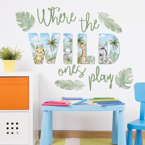 Watercolor Jungle Animal Wall Decals - Removable Nursery Stickers