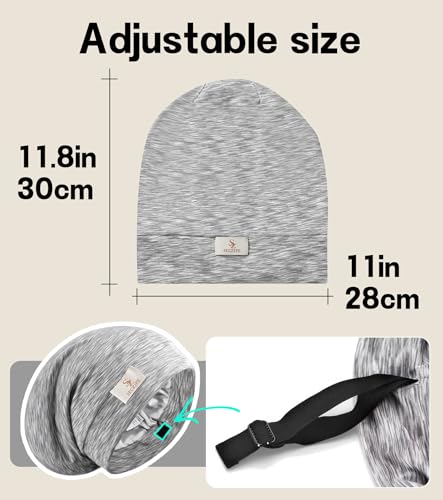 SECZIPE Gray 100% Mulberry Silk Bonnet for Curly Hair & Braids