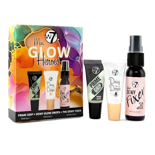 W7 Mini Glow Heroes Makeup Set Travel Size with Primer & Dewy Glow Drops