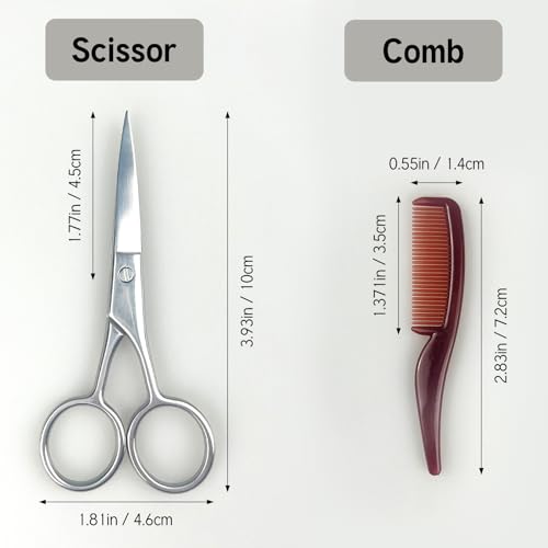Precision Mustache Grooming Set with Scissors & Comb - Travel Kit