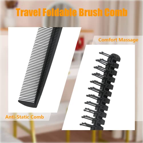 6PCS Travel Folding Hair Brush & Comb Set - Anti-Static Mini Combs