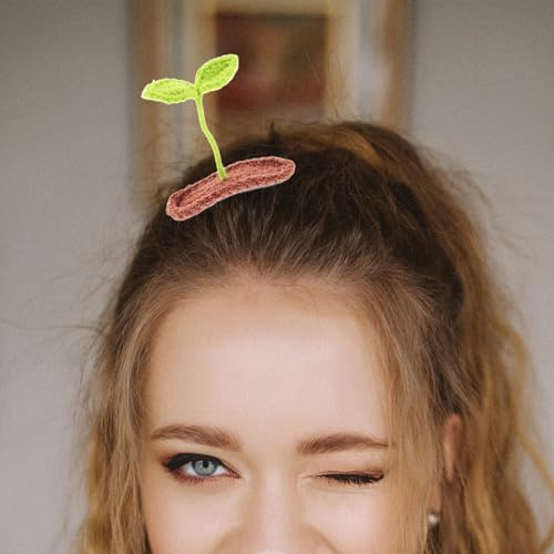 Bean Sprout Hair Clips - Hand-Knitted Woolen Plant Hair Accessories for Teens & Women