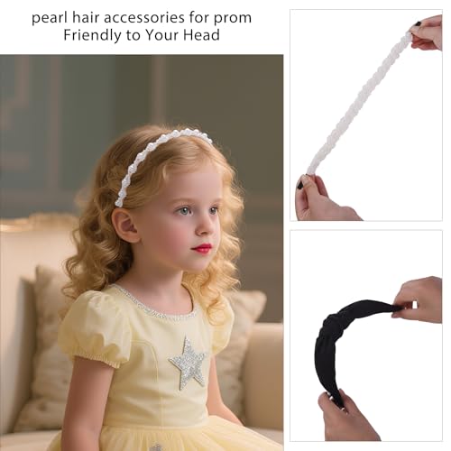 Candygirl 7 Pcs White Pearl Headbands for Women - Elegant Hair Accessories