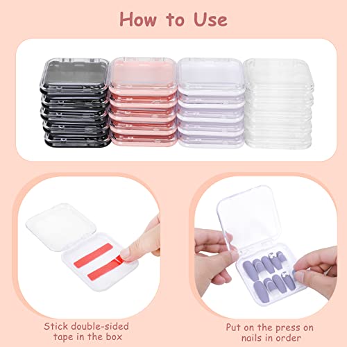 20 Press-On Nail Storage Boxes with Adhesive Tape - 4 Colors