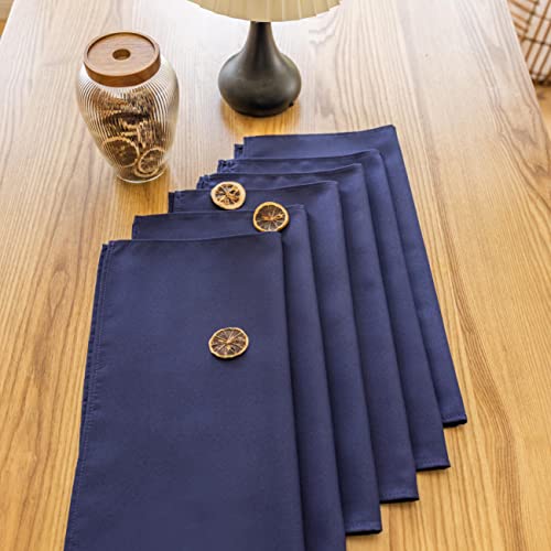 Navy Blue Cloth Napkins Set of 12 - 17x17 Inch Polyester Dinner Napkins