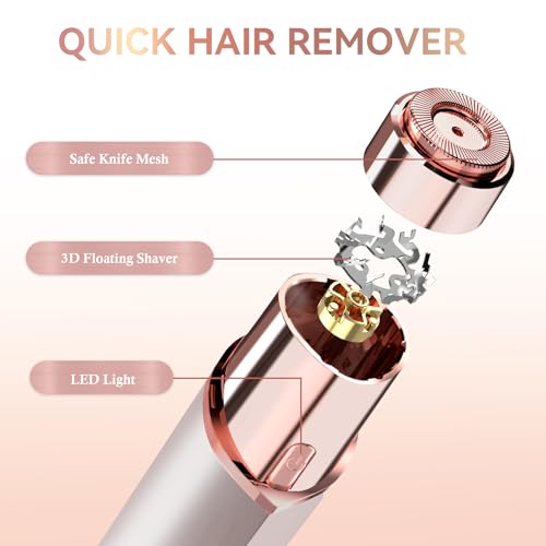 Rose Gold Facial Hair Remover for Women - Rechargeable, 2 Heads