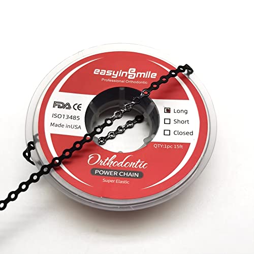 SNAWOP Dental Orthodontic Power Chain Rubber Bands - Long Black