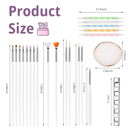 22-Piece Professional Nail Art Brush Set with Resin Palette
