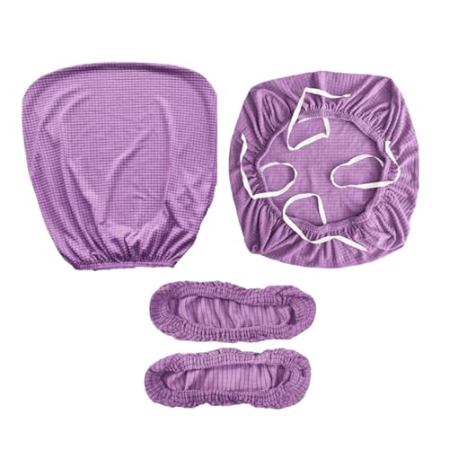 Stretchable 4-Piece Office Chair Cover Set for Swivel Chairs - Purple