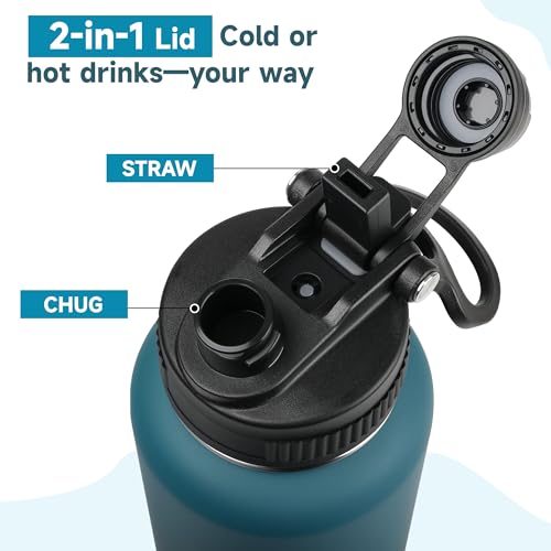 Zynkify 22oz Insulated Water Bottle with 2-in-1 Leak-Proof Lid