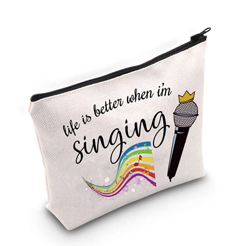 LEVLO When I'm Singing Makeup Bag | Music Lover Gift Canvas Pouch 23x17cm