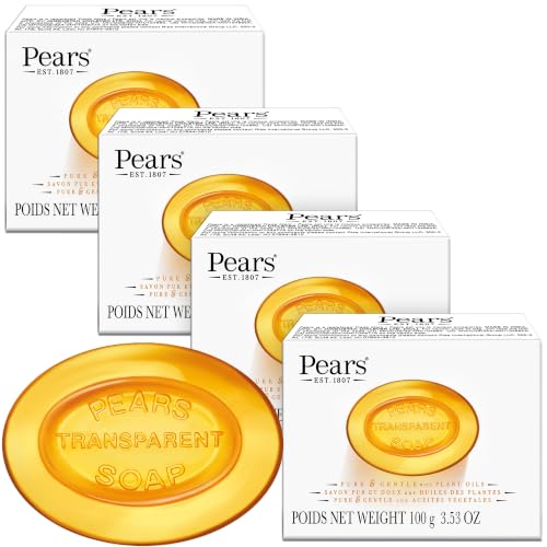 Pears Soap Amber with Natural Oils - Gentle Skin Cleansing 4-Pack 3.53 oz