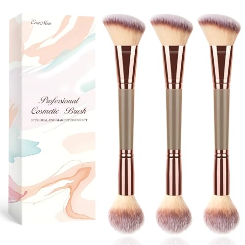 Dual-Ended Angled Blush Brush Set - 3PCS for Contouring & Highlighting
