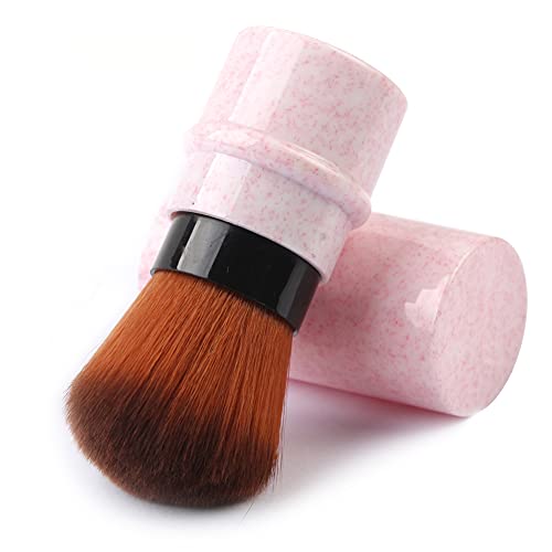 Pink Retractable Kabuki Makeup Brush for Blush, Foundation & Contour