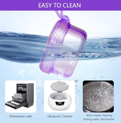 Mckkor Transparent Purple Leak-Proof Denture & Retainer Travel Case with Brush