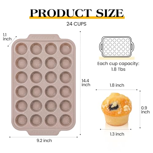 Silicone Muffin Pans Set - 24-Cup Nonstick Baking Tray with Metal Reinforcement