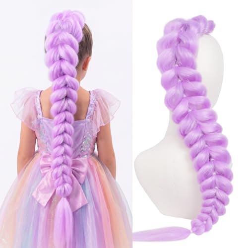 Light Purple with Silver Tinsel 30 Inch Braiding Hair Ponytail Extensions for Cosplay & Halloween