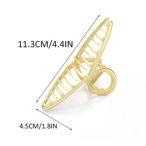 Set of 2 Large Metal Hair Claw Clips with Pearls - Gold Fashion Accessories for Women's Thick Hair
