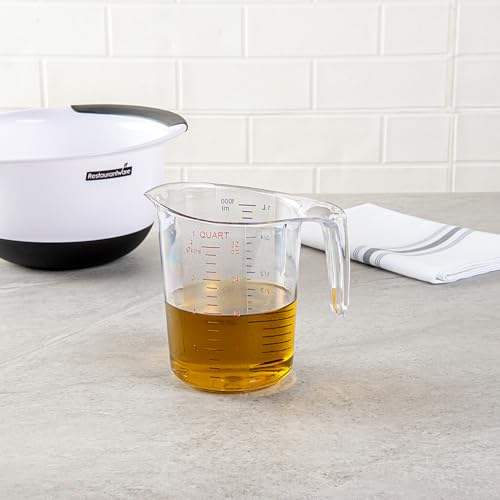 1 Quart Clear Plastic Measuring Cup with Handle - Durable & Accurate