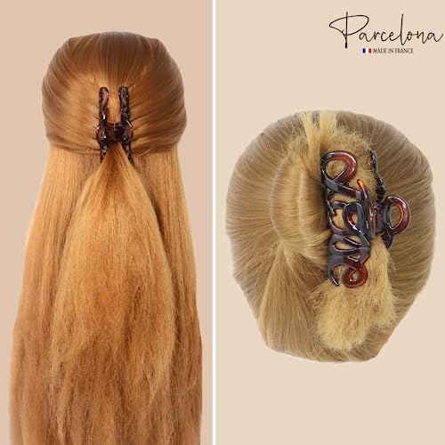 French Love Tortoise Shell Hair Claw Clip 3 Inch No Slip Grip Elegant Style