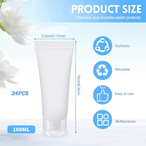 SYBL 100ml Clear Refillable Plastic Squeeze Tubes 20PCS - Cosmetic Sample Containers