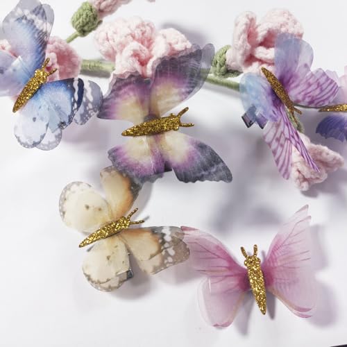 Tatibana Glitter Butterfly Hair Clips - 20 PCS Fabric Accessories