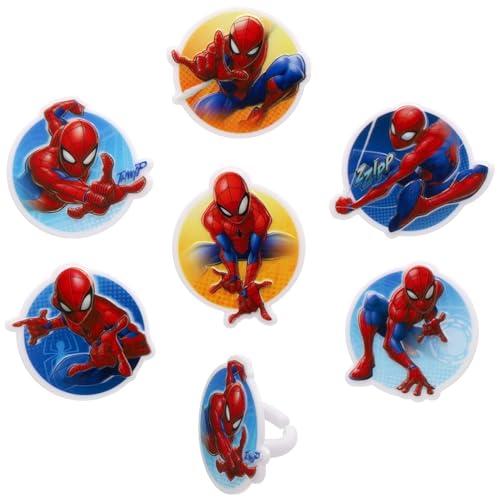 Spider-Man Cupcake Rings - 24 Pack for Birthday Parties