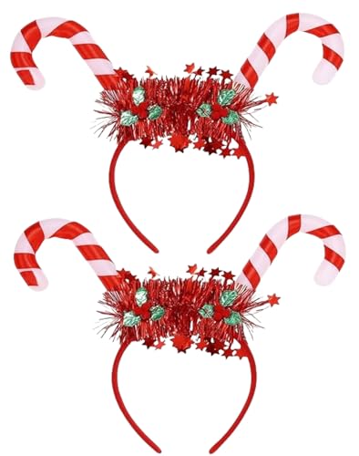 Light-Up Christmas Headbands - 2Pcs Candy Cane Holiday Accessories
