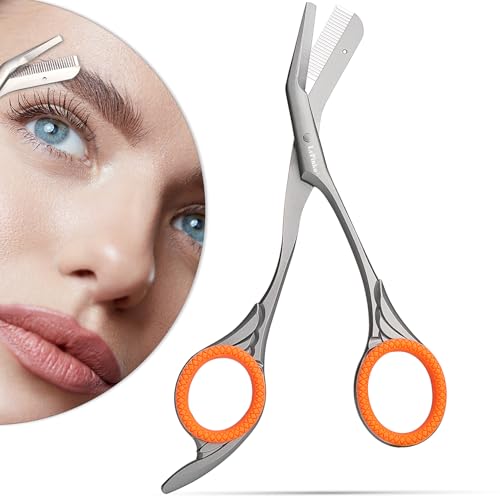 Eyebrow Trimming Scissors with Comb - Ergonomic Steel Design