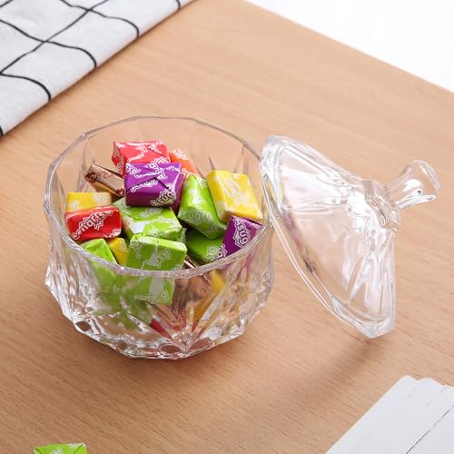 8oz Glass Candy Dish with Lid - Decorative Storage Jar for Snacks