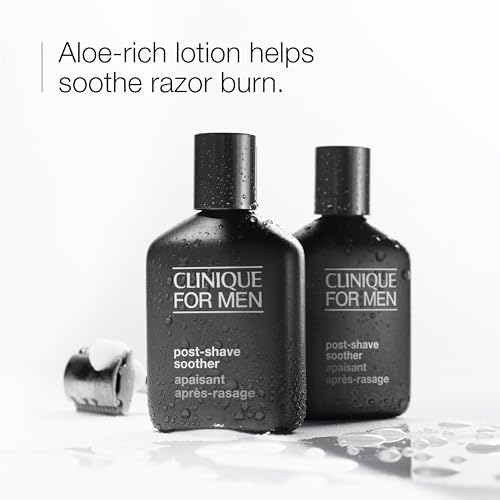 Clinique For Men Post-Shave Soother Face Lotion With Aloe Vera | Hydrating + Soothes Razor Burn | Aftershave For Men, 2.5 Fl Oz
