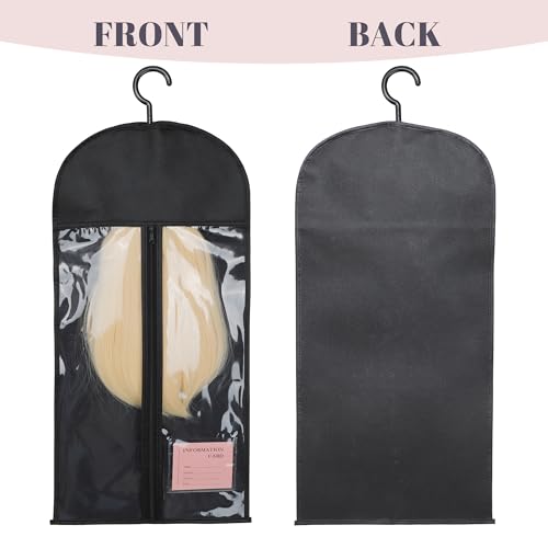 6PCS Anti-Static Wig Storage Bags with Hanger - Black 23.5inch