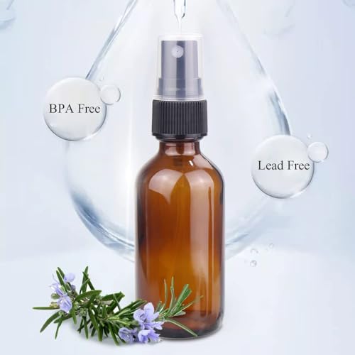 Wedama Amber 2 oz Glass Spray Bottle Set (12 Pack) Fine Mist Refillable Containers