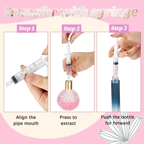 Geiserailie 50 Pcs Perfume Refill Syringe Kit with 10 Funnels & Droppers