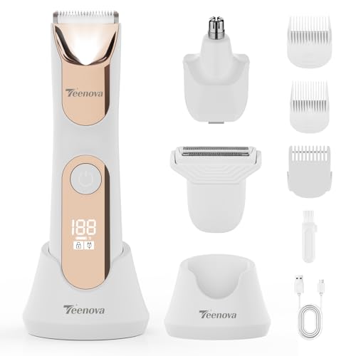 TEENOVA 3-in-1 Body Hair Trimmer for Men & Women - No Nick Groomer with LED Display, Waterproof Design